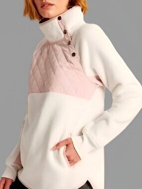 Abercrombie & Fitch Women's Asymmetrical Snap-Up Fleece Jacket Pink Size Small